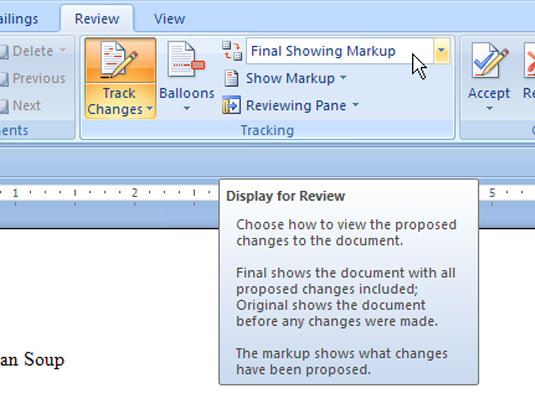 how to review a word document 2007