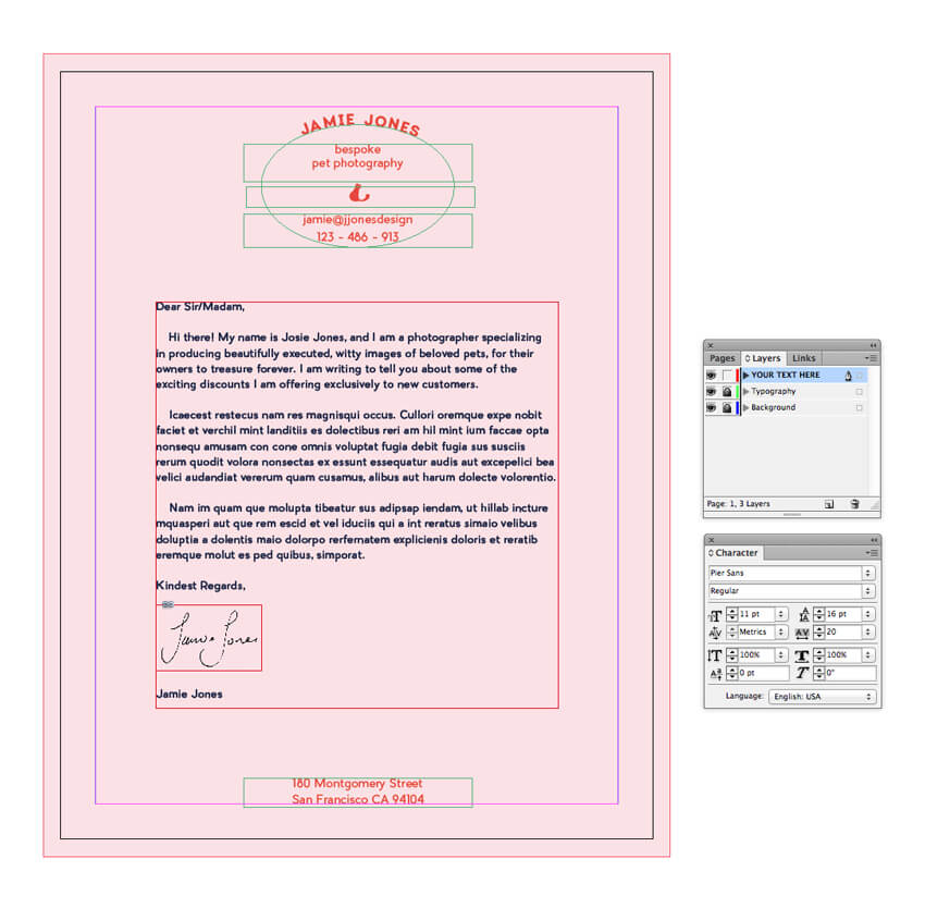 indesign template use for new document