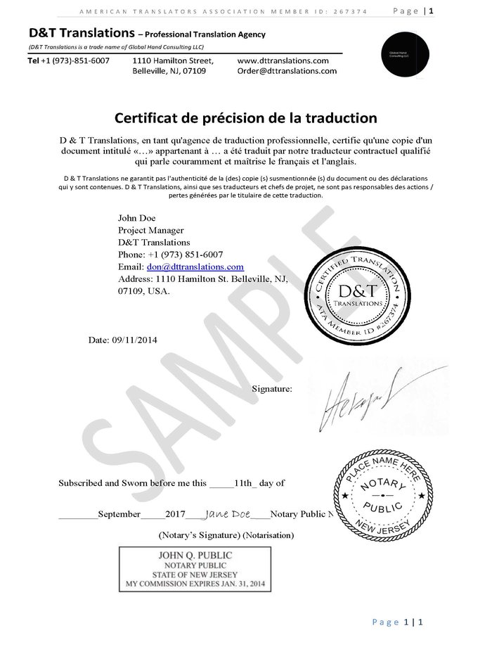 how to certify translation document