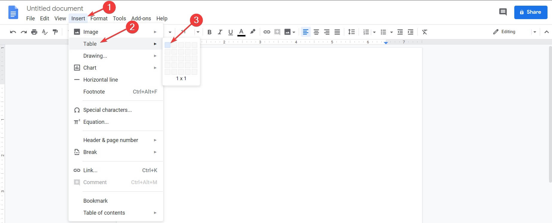 create a document in google docs