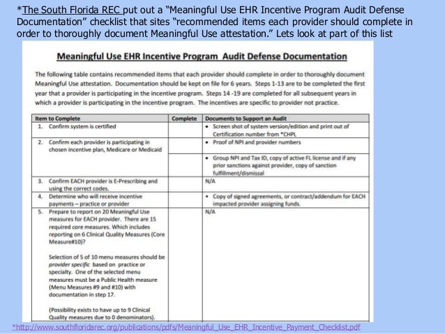 ehr incentive programs supporting documentation for audits