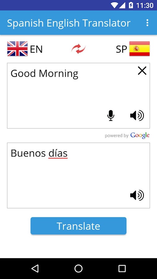 in spanish google translate