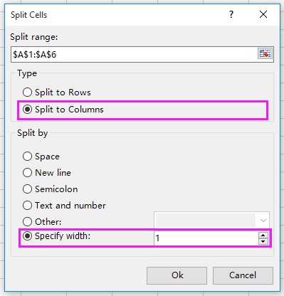 split word document into collums