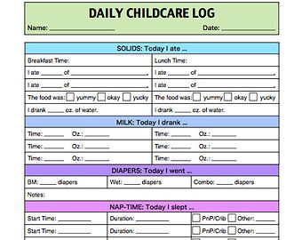 child care documentation templates