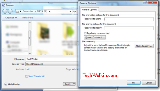 how to password protect a word document 2013