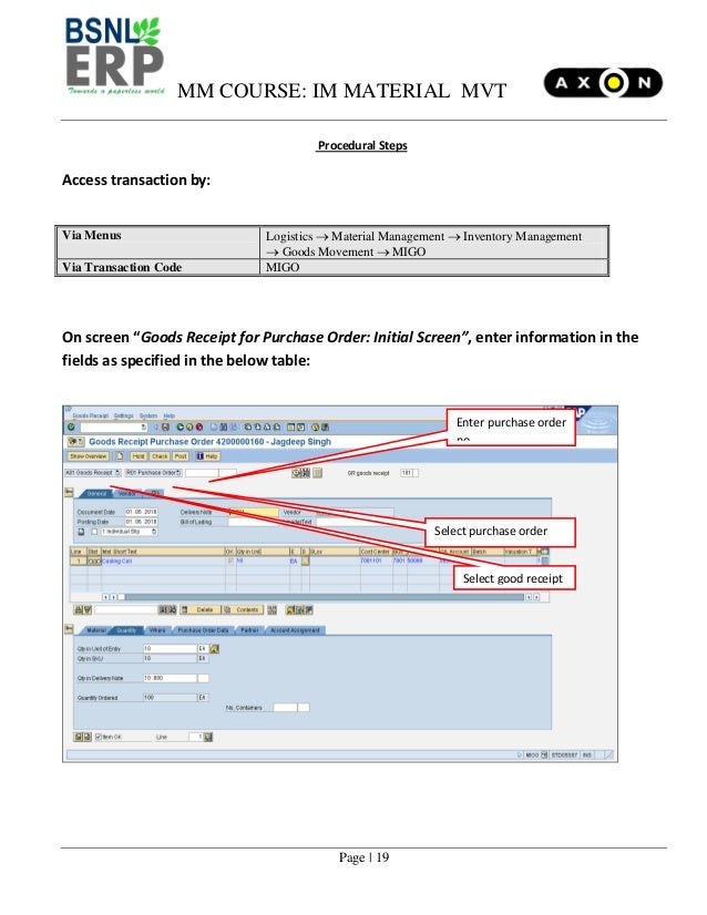 document type in sap mm