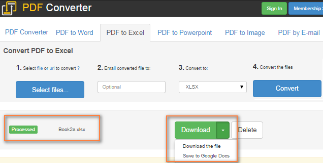 online document converter pdf to excel