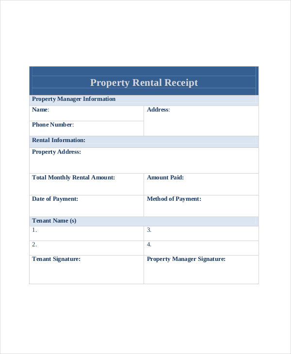 house rent receipt format document