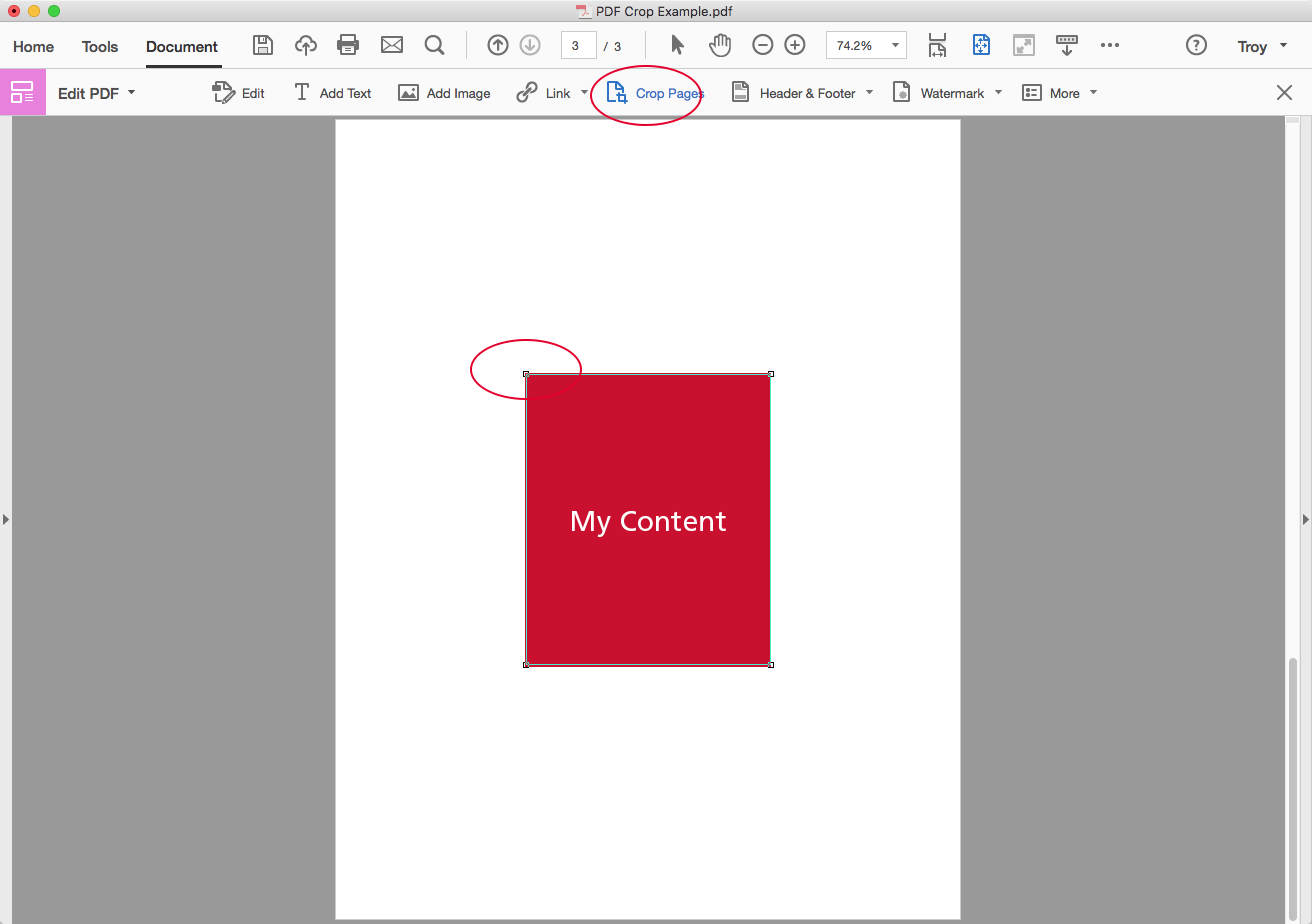 how to crop indesign document