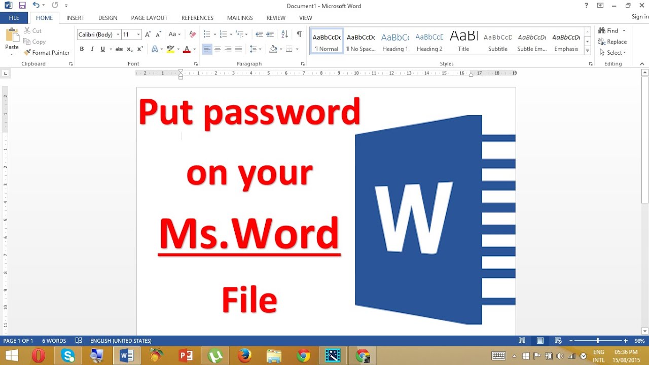 how to password protect a word document 2013