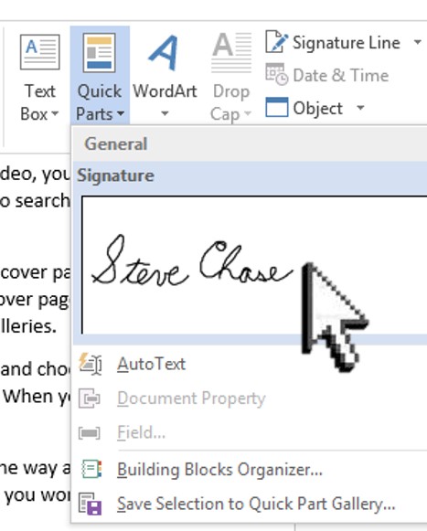 how to insert signature in word