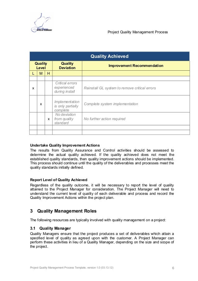 quality management system documentation template