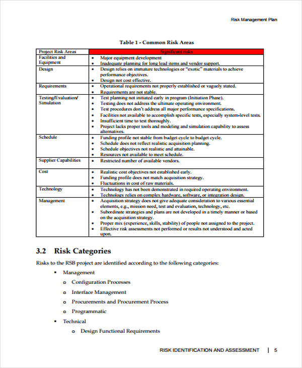 risk management plan document template